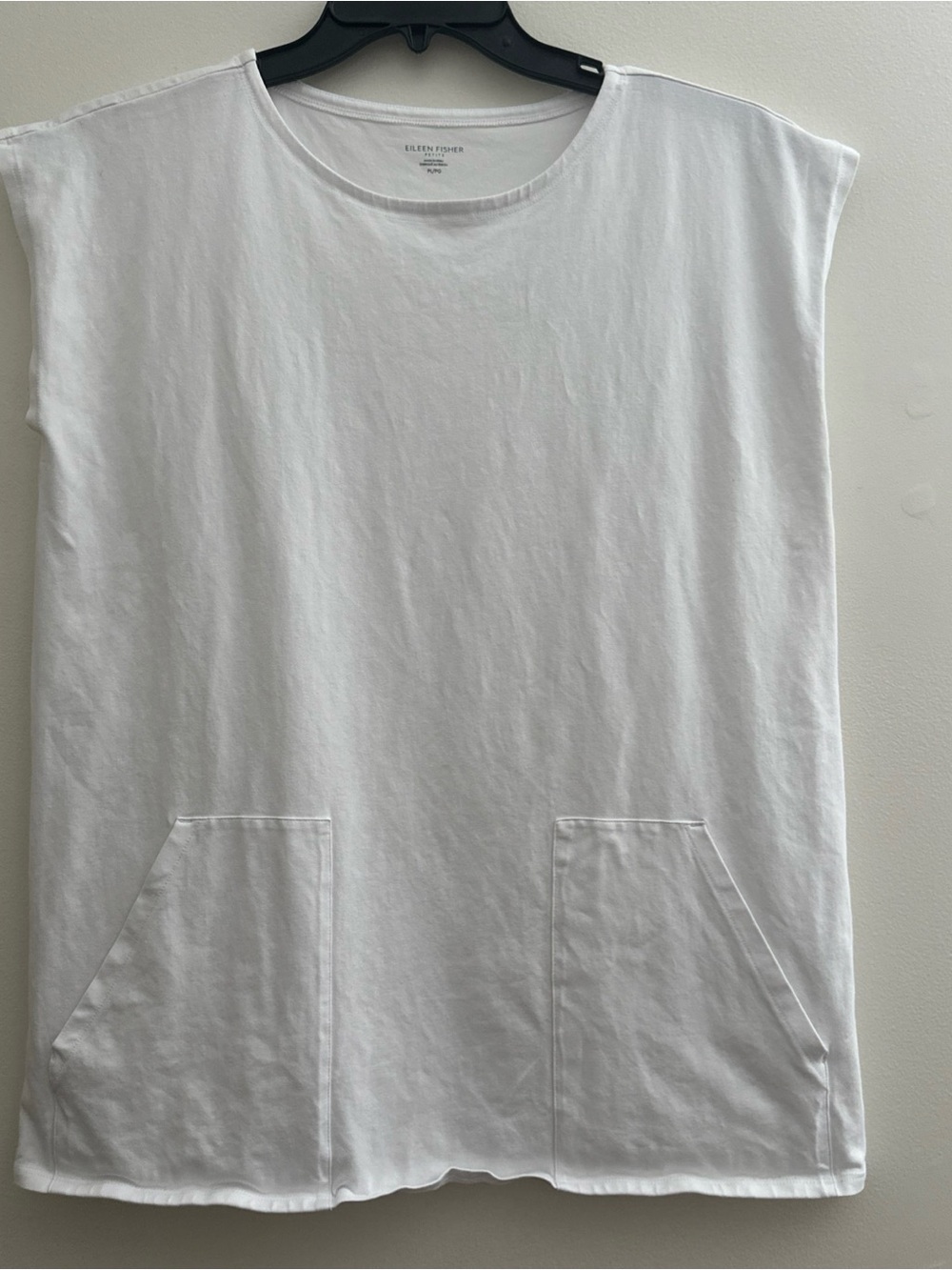 Eileen Fisher White Pima Organic Cotton Stretch Jersey Baggy Boho Petite Large